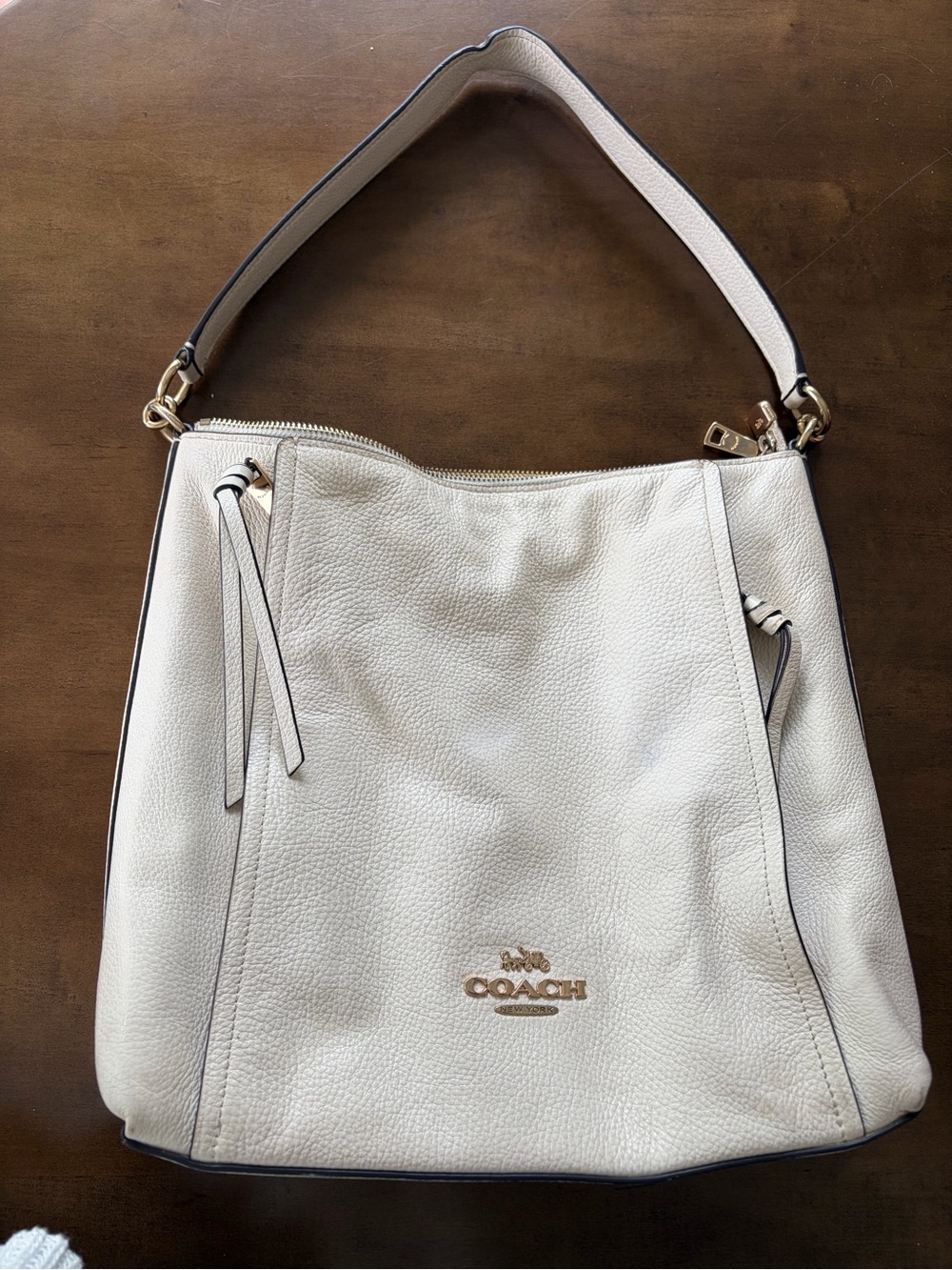 Coach Marlon Pebbled Leather Hobo Bag in Chalk ( cream)